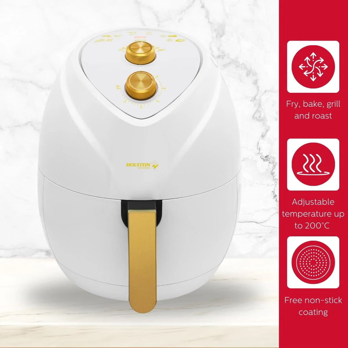 4.8QT AIR FRYER WHITE & GOLD COLOR - Image 3